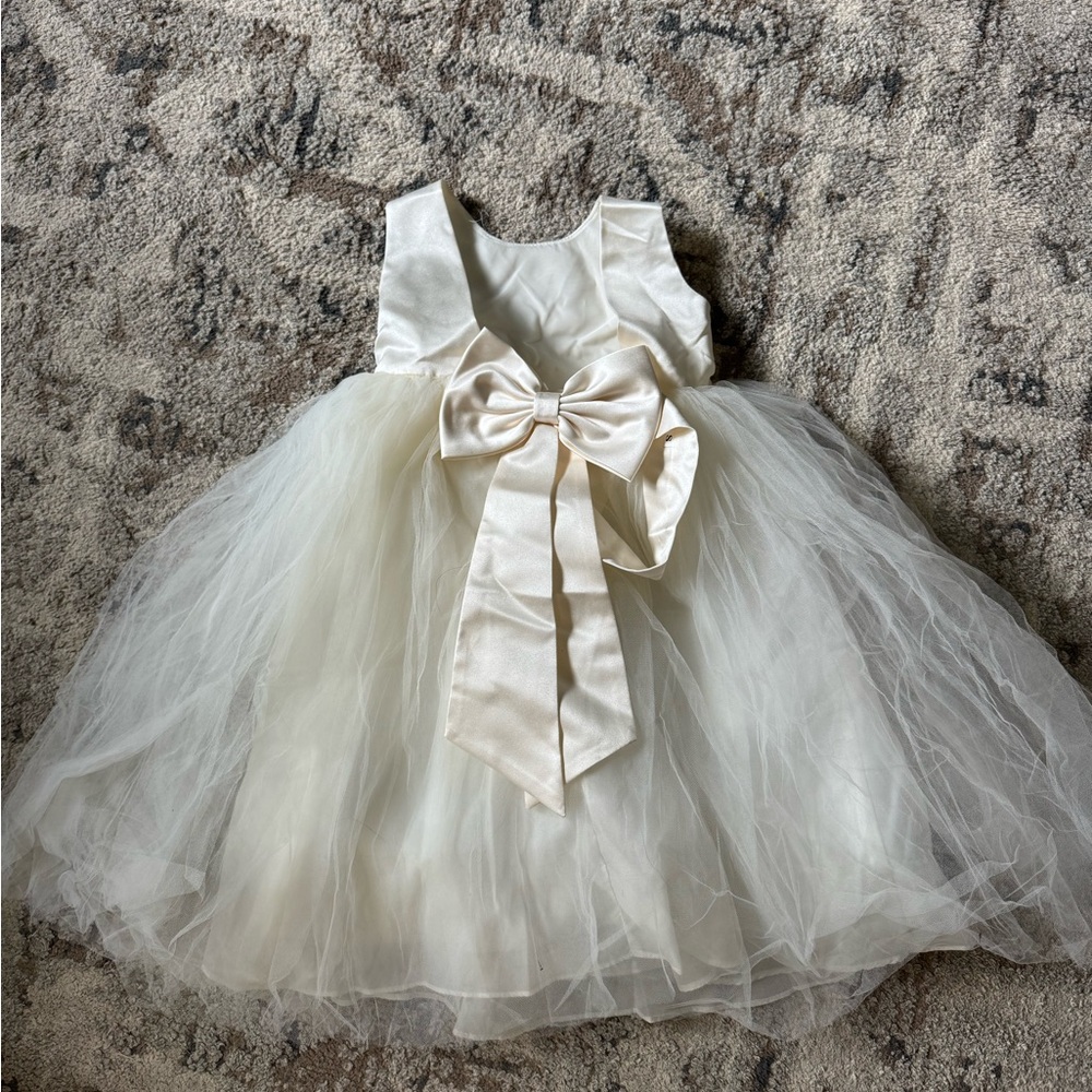 Ivory flower girl dress with bow